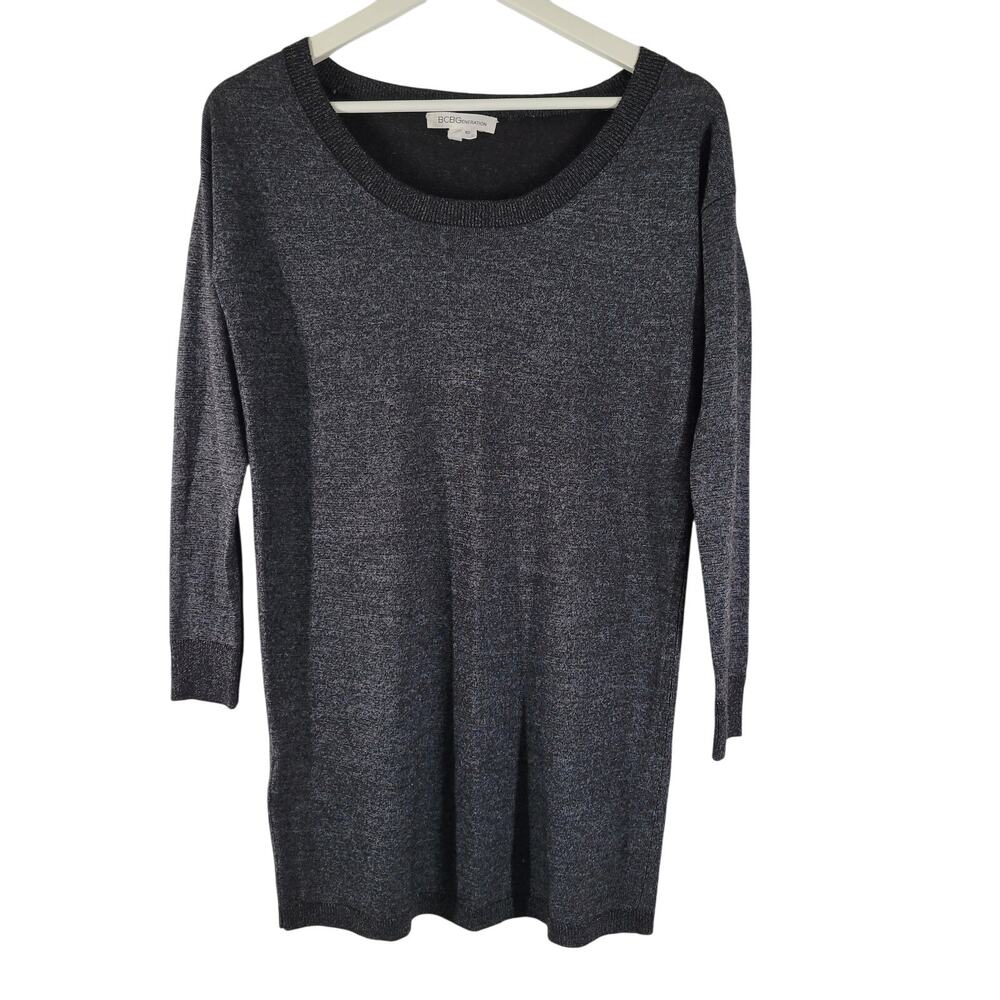 BCBG Generation Sweater Dress Tunic Metallic Gray‎ Womens XS